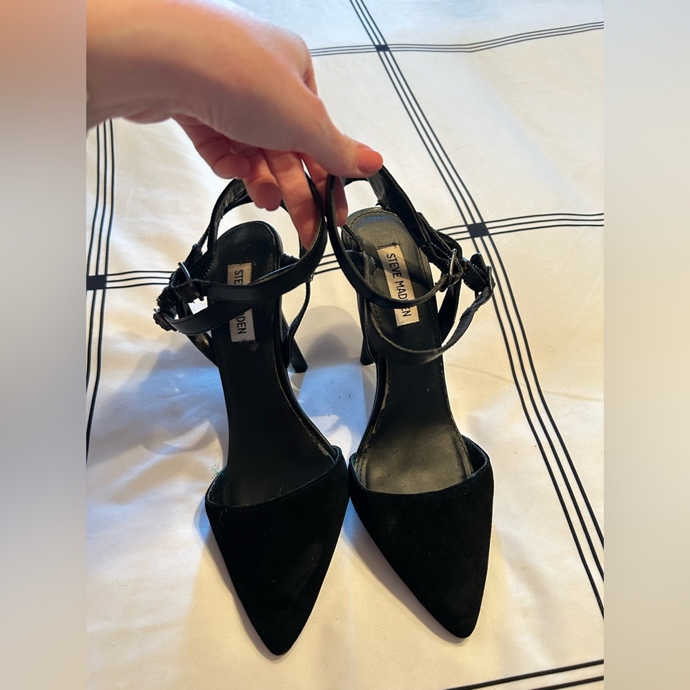 Steve Madden Black Strappy Open Back High Heels Stilettos Size 8